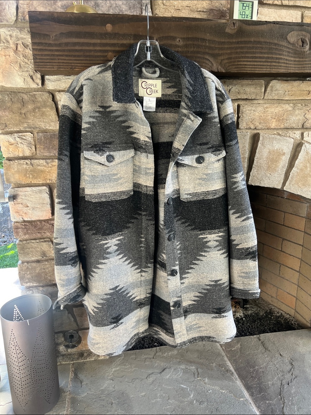 Women's Cripple Creek Southwester Black & Gray Aztec Western Pattern Jacket “L”